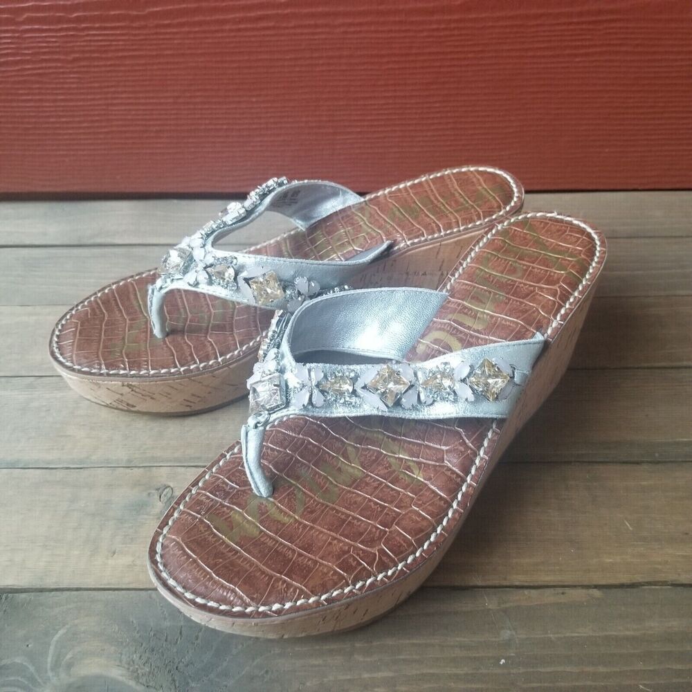 Sam Edelman Womens 8.5 Shoes Randi Cork Wedge Sandals